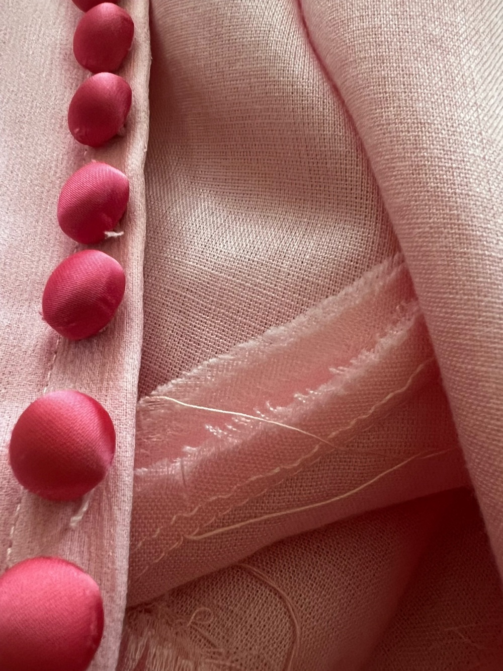 Vintage 1960s Pink Silk Chiffon Empire Waist Maxi Dress Shantung Lining SZ S - Picture 10 of 11